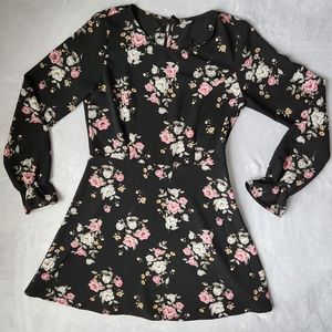 NWOT Black Floral Long Sleeved Creped Dress From H&M Divided, Women's Size 8
